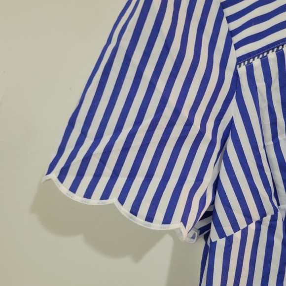 NWT TALBOTS Sailboat Stripe Scalloped Square neck top - Picture 5 of 12